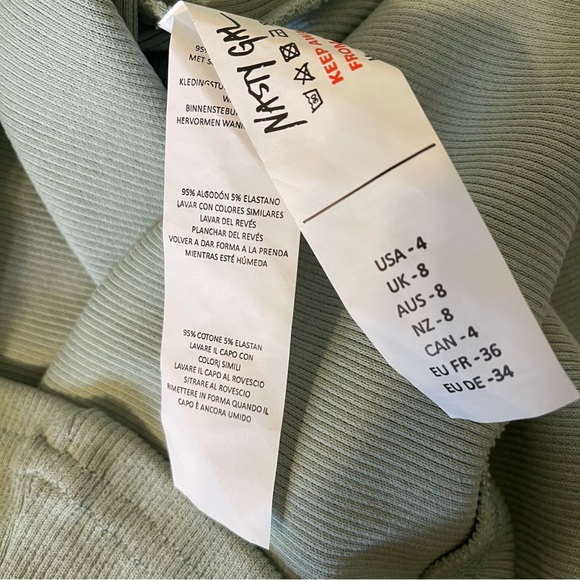 Nasty Gal Sage V Neck Collar Ribbed Dress - Picture 6 of 8